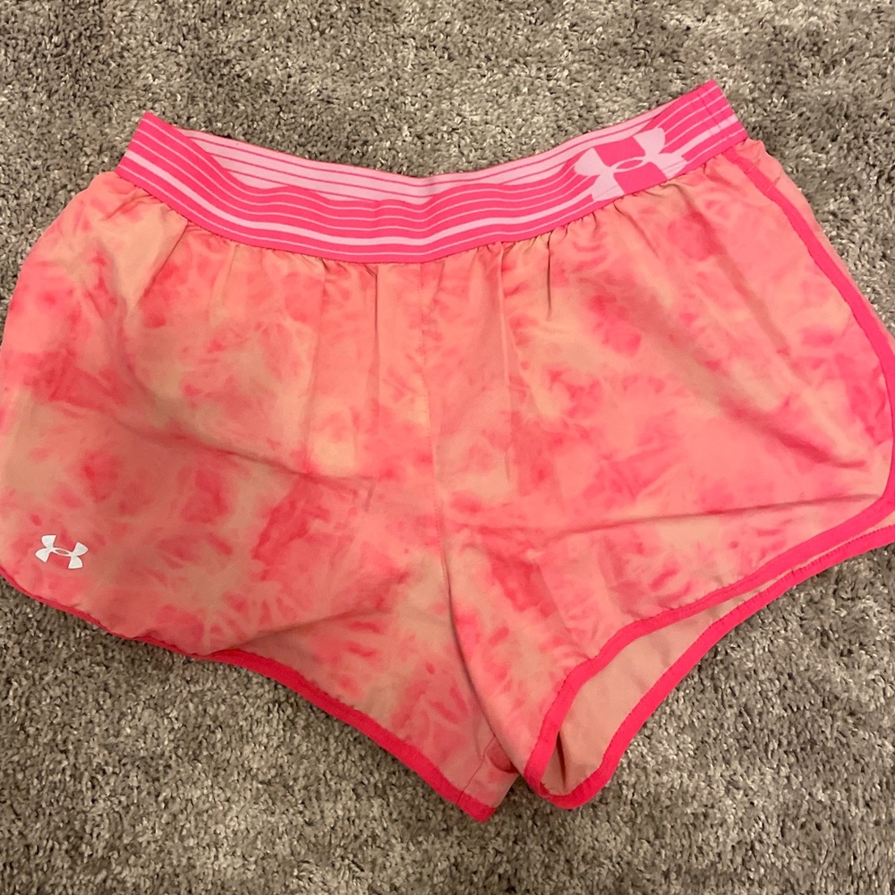 Pink tie dye UA shorts